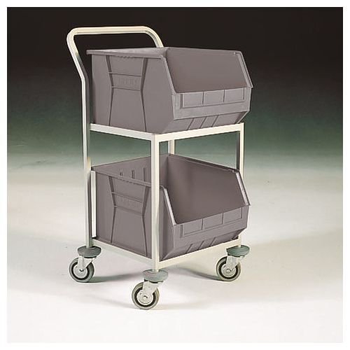 Mobile small parts bin storage trolleys - 2 bins Mobile small parts bin storage trolleys - 2 bins