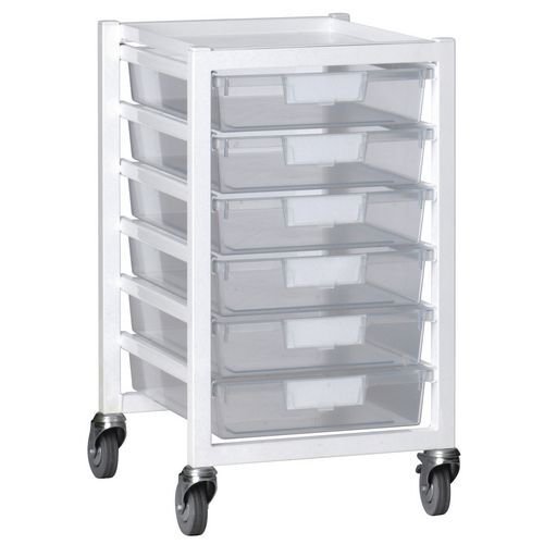 Premium white racks with transparent trays - Mobile A3 racks Premium white racks with transparent trays - Mobile A3 racks