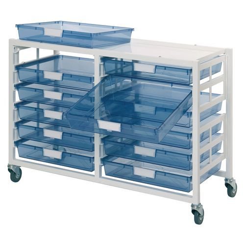 Premium white racks with transparent trays - Mobile A3 racks Premium white racks with transparent trays - Mobile A3 racks