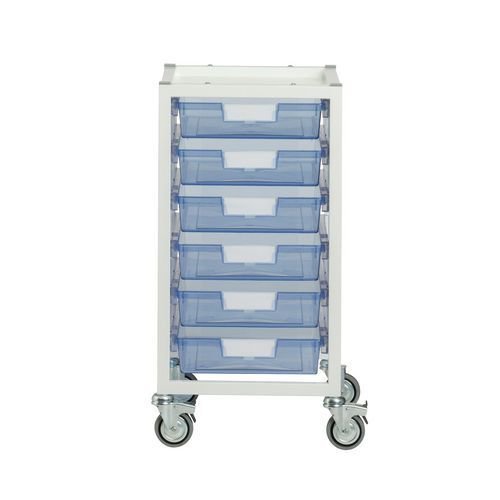 Premium white racks with transparent trays - Low level A4 mobile racks Premium white racks with transparent trays - Low level A4 mobile racks