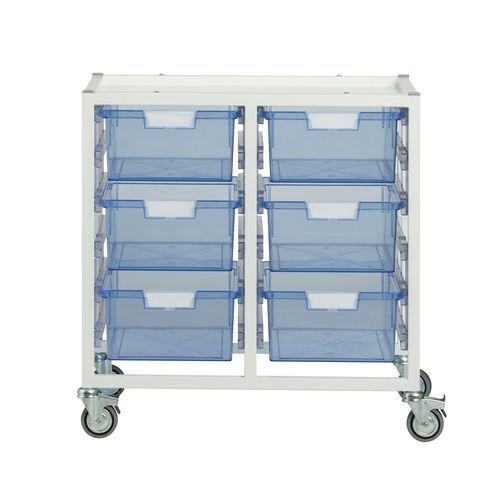 Premium white racks with transparent trays - Low level A4 mobile racks Premium white racks with transparent trays - Low level A4 mobile racks