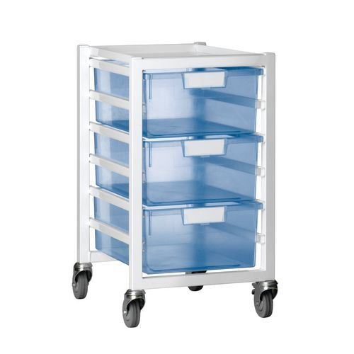 Premium white racks with transparent trays - Low level A4 mobile racks Premium white racks with transparent trays - Low level A4 mobile racks