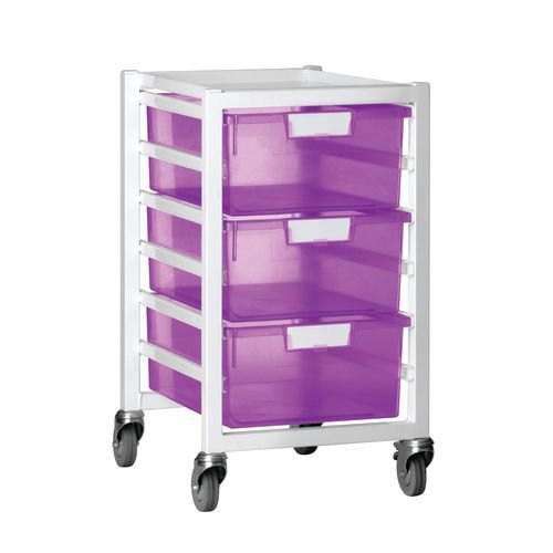 Premium white racks with transparent trays - Low level A4 mobile racks Premium white racks with transparent trays - Low level A4 mobile racks