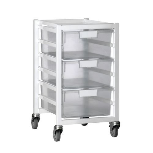 Premium white racks with transparent trays - Low level A4 mobile racks Premium white racks with transparent trays - Low level A4 mobile racks