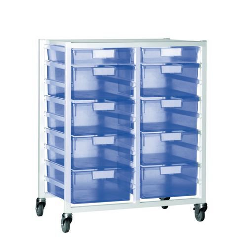 Premium white racks with transparent trays - Mid height mobile A4 racks Premium white racks with transparent trays - Mid height mobile A4 racks