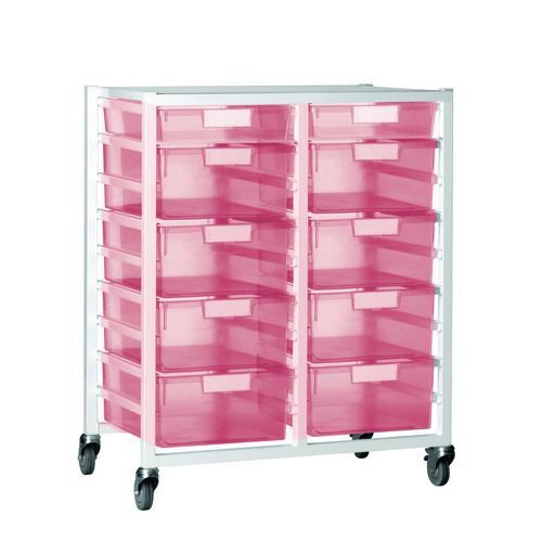 Premium white racks with transparent trays - Mid height mobile A4 racks Premium white racks with transparent trays - Mid height mobile A4 racks