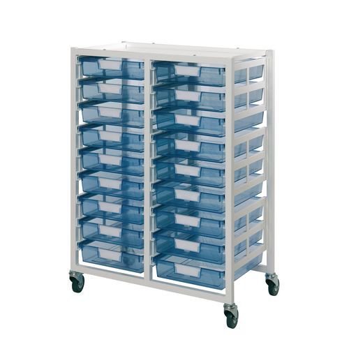 Premium white racks with transparent trays - Mid height mobile A4 racks Premium white racks with transparent trays - Mid height mobile A4 racks