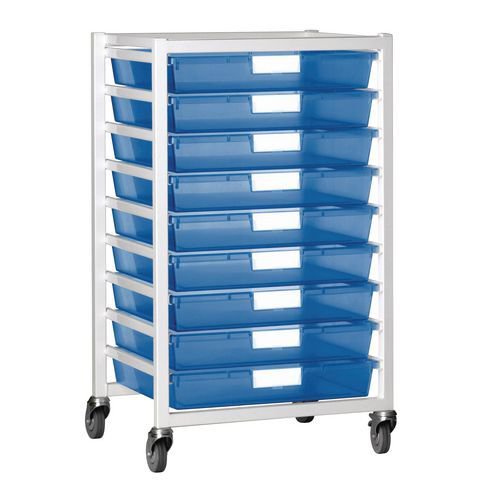 Premium white racks with transparent trays - Mobile A3 racks Premium white racks with transparent trays - Mobile A3 racks