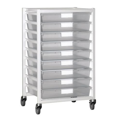 Premium white racks with transparent trays - Mobile A3 racks Premium white racks with transparent trays - Mobile A3 racks