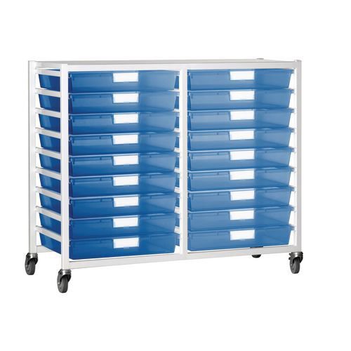 Premium white racks with transparent trays - Mobile A3 racks Premium white racks with transparent trays - Mobile A3 racks