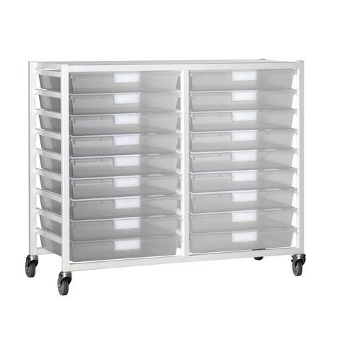 Premium white racks with transparent trays - Mobile A3 racks Premium white racks with transparent trays - Mobile A3 racks