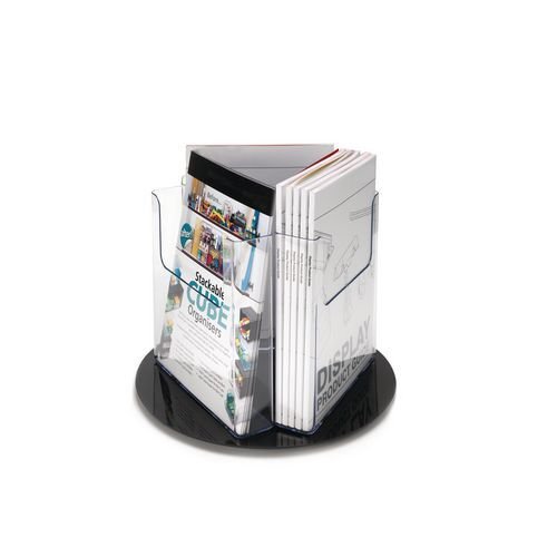 Revolving literature holder with 3 pockets for A5 size literature Revolving literature holder with 3 pockets for A5 size literature