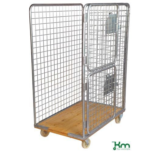 Konga roll containers with wooden base and two half hinged gates Konga roll containers with wooden base and two half hinged gates