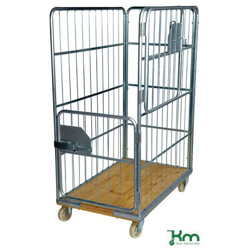 Konga roll containers with wooden base and two half hinged gates Konga roll containers with wooden base and two half hinged gates