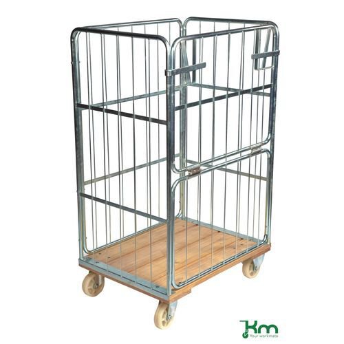 Konga roll containers with wooden base and one half hinged gate Konga roll containers with wooden base and one half hinged gate
