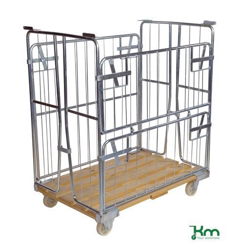 Konga roll containers with wooden base and one half hinged gate Konga roll containers with wooden base and one half hinged gate