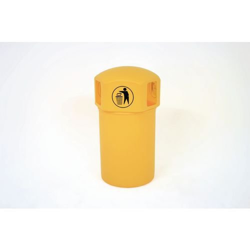 145L Hooded top litter bin with tidy man logo - Yellow 145L Hooded top litter bin with tidy man logo - Yellow