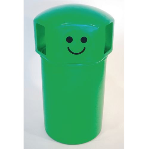 145L Hooded top litter bin with smiley face logo - Green 145L Hooded top litter bin with smiley face logo - Green
