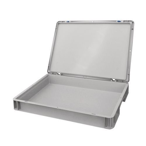 Euro stacking containers with attached lids Euro stacking containers with attached lids