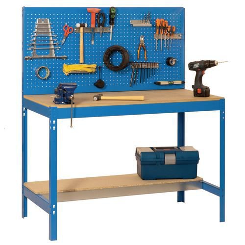 Boltless steel workbench with backboard Boltless steel workbench with backboard