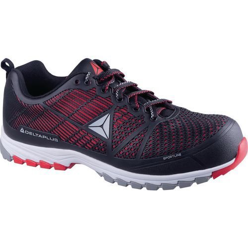 Premium non-metallic safety trainers S1P SRC HRO - black/red - size 8 Premium non-metallic safety trainers S1P SRC HRO - black/red - size 8