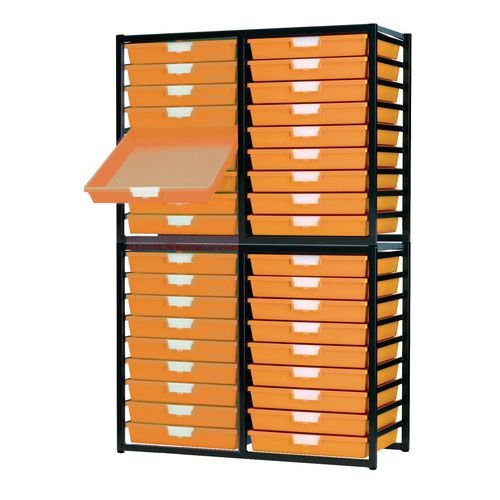 Premium static tray storage racks, with 36 yellow A3 size trays Premium static tray storage racks, with 36 yellow A3 size trays