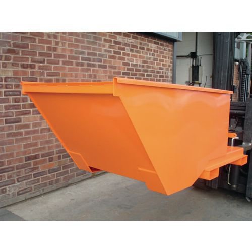 Low level forklift tipping skip - 0.7m³ capacity, auto-tipping Low level forklift tipping skip - 0.7m³ capacity, auto-tipping
