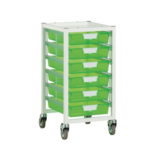 Premium white racks with transparent trays - Low level A4 mobile racks Premium white racks with transparent trays - Low level A4 mobile racks