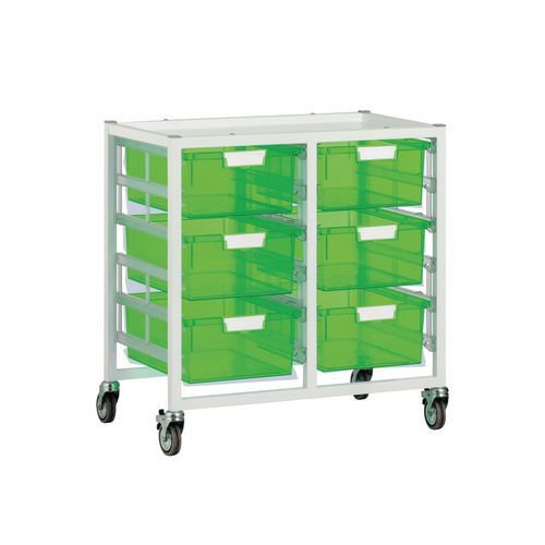Premium white racks with transparent trays - Low level A4 mobile racks Premium white racks with transparent trays - Low level A4 mobile racks
