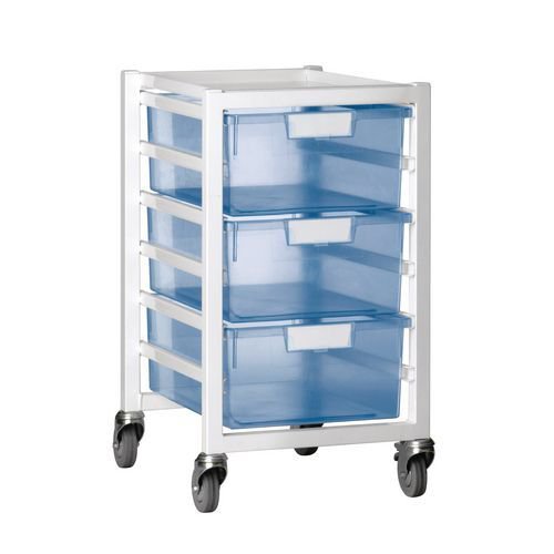 Premium white racks with transparent trays - Low level A4 mobile racks Premium white racks with transparent trays - Low level A4 mobile racks