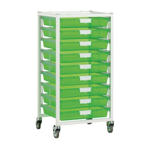 Premium white racks with transparent trays - Mobile A3 racks Premium white racks with transparent trays - Mobile A3 racks