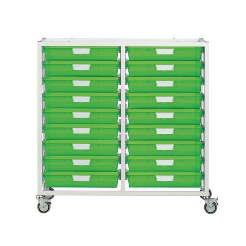 Premium white racks with transparent trays - Mobile A3 racks Premium white racks with transparent trays - Mobile A3 racks