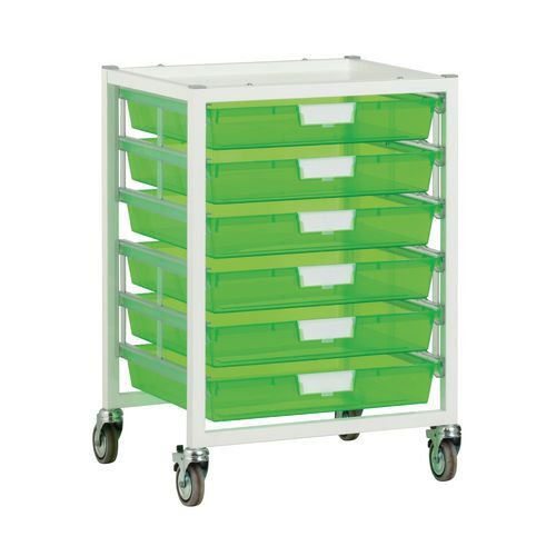 Premium white racks with transparent trays - Mobile A3 racks Premium white racks with transparent trays - Mobile A3 racks