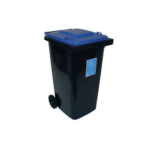 Recycling wheelie bins with grey body and choice of 4 coloured lids Recycling wheelie bins with grey body and choice of 4 coloured lids