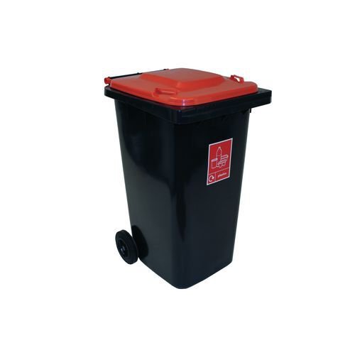 Recycling wheelie bins with grey body and choice of 4 coloured lids Recycling wheelie bins with grey body and choice of 4 coloured lids