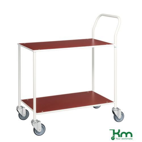 Konga small table trolley - white frame, red shelves Konga small table trolley - white frame, red shelves