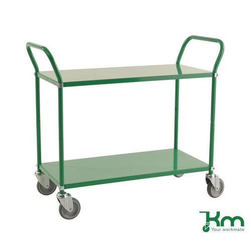 Konga two tier trolley, braked - green Konga two tier trolley, braked - green