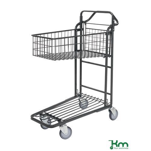 Konga nesting stock trolley with fixed basket, dark grey Konga nesting stock trolley with fixed basket, dark grey
