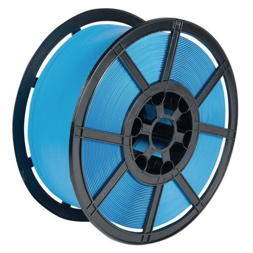 Polypropylene strapping, 12mm x 1200m, hand strap, blue Polypropylene strapping, 12mm x 1200m, hand strap, blue