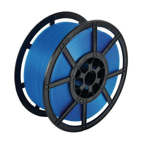 Polypropylene strapping, 12mm x 1000m, hand strap, blue Polypropylene strapping, 12mm x 1000m, hand strap, blue
