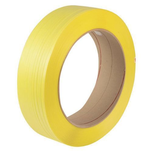 Polypropylene strapping, 12mm x 2000m, machine strap, yellow Polypropylene strapping, 12mm x 2000m, machine strap, yellow