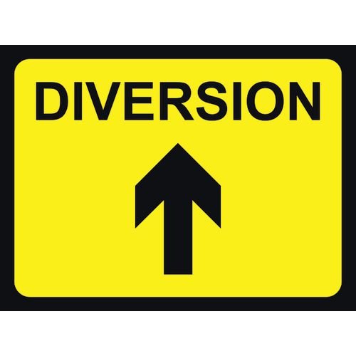 600 X 450mm Temporary Sign Diversion Arrow Up | Woods Business Services