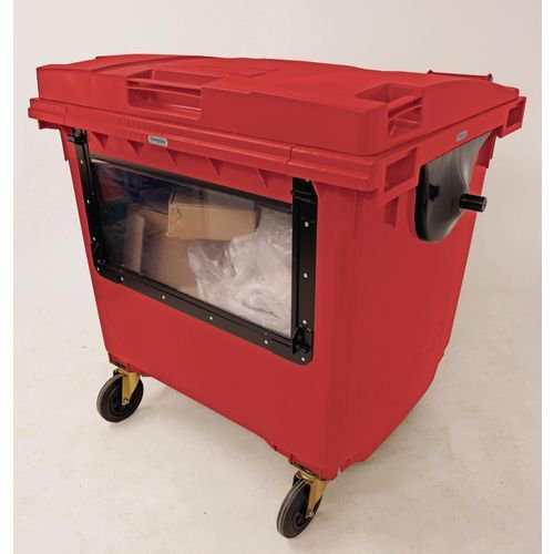 4 Wheeled bin with clear drop down front 4 Wheeled bin with clear drop down front