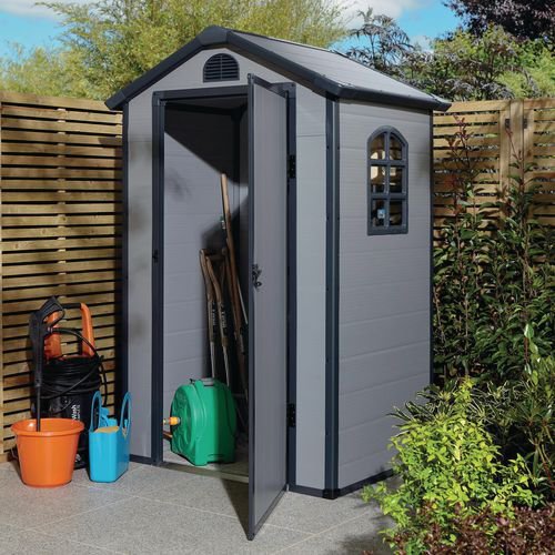 Plastic garden storage shed with single door Plastic garden storage shed with single door