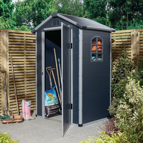 Plastic garden storage shed with single door Plastic garden storage shed with single door