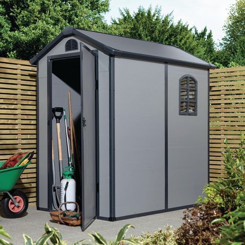 Plastic garden storage shed with single door Plastic garden storage shed with single door