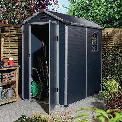 Plastic garden storage shed with single door Plastic garden storage shed with single door