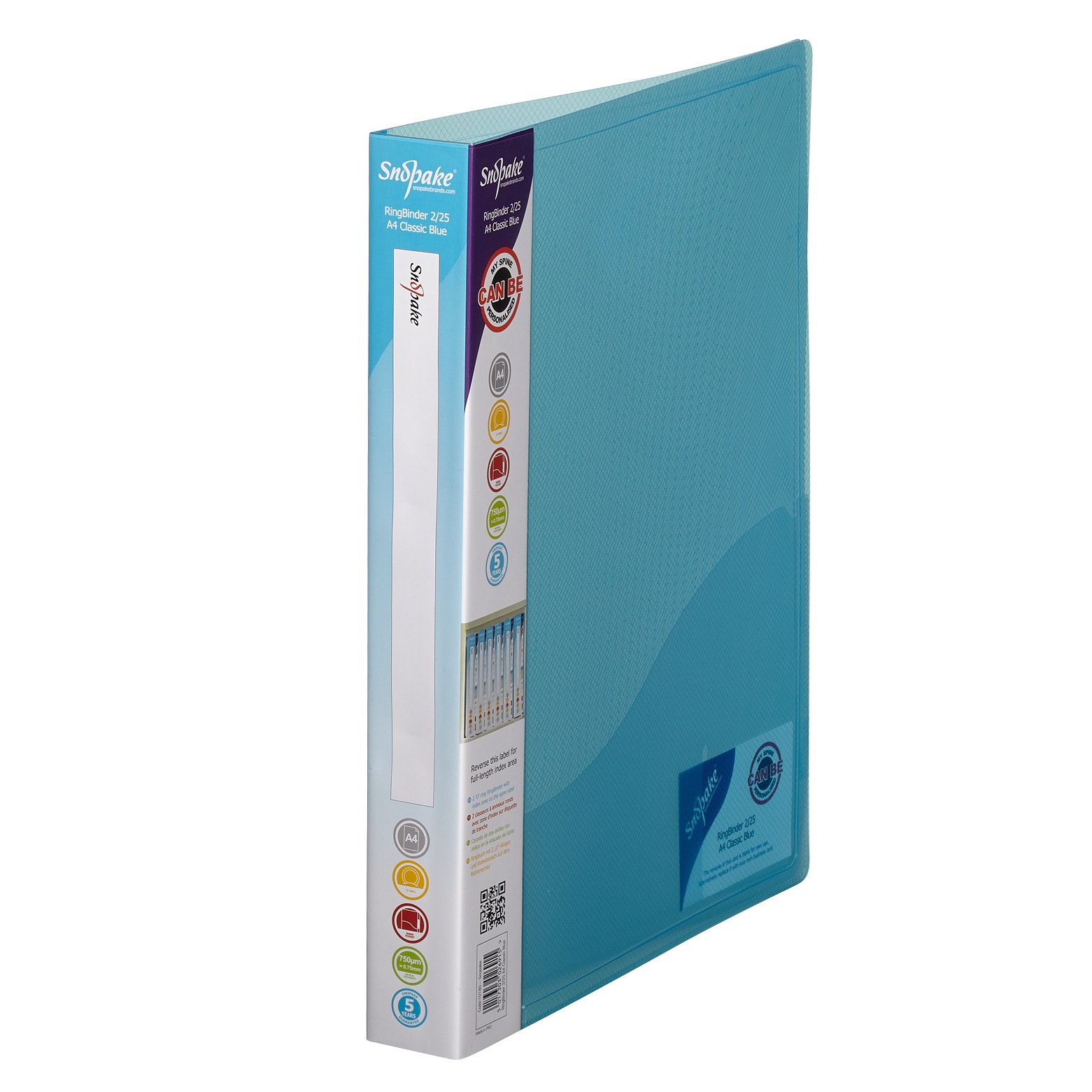 Snopake Superline Ring Binder 2 O-Ring A4 25mm Rings Classic Blue (Pack 10)