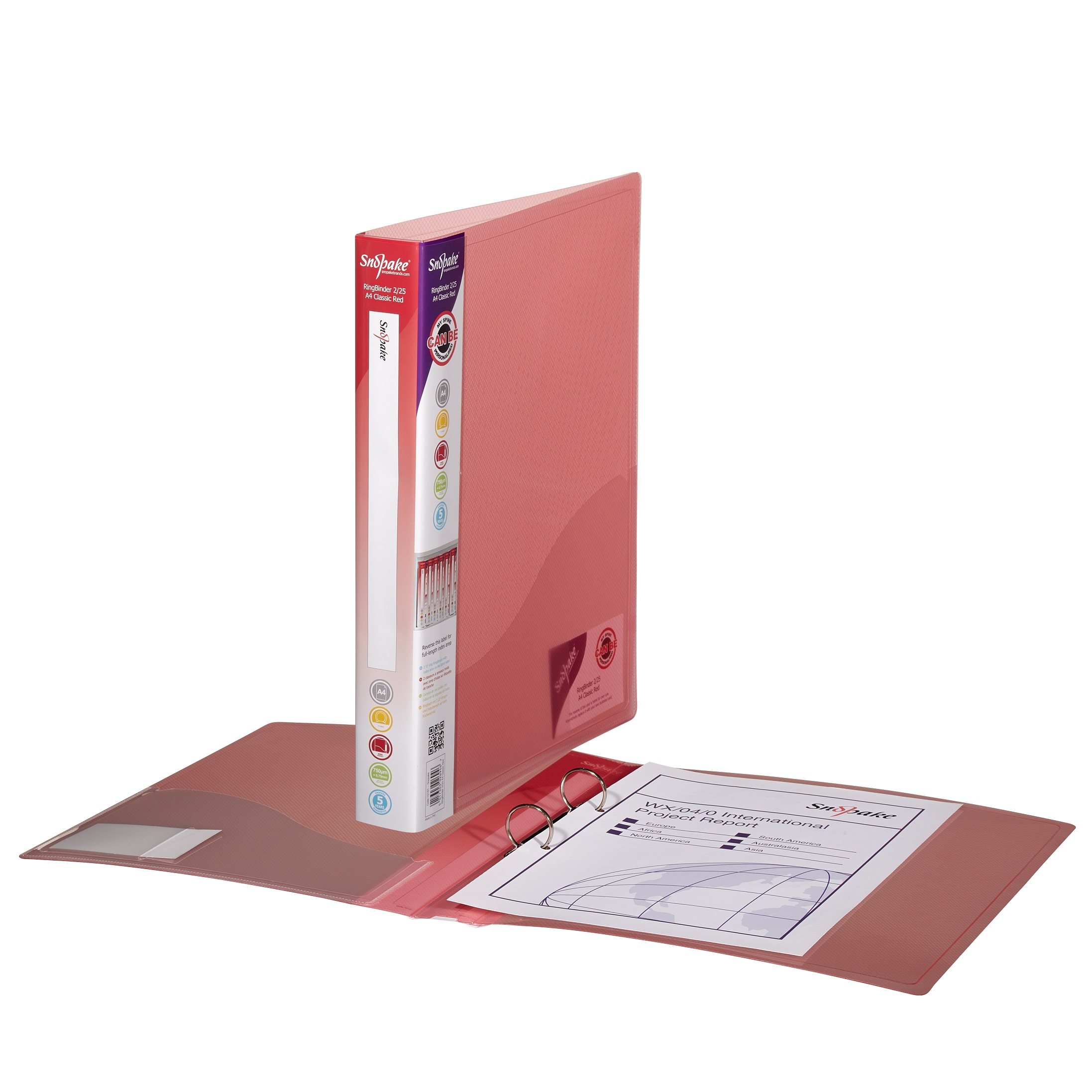 RINGBINDER 2/25 'O' RING A4 RED- 10 BIND