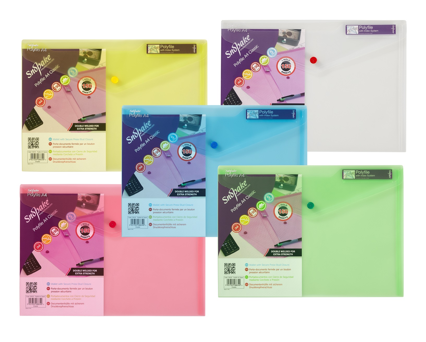POLYFILE A4 CLASSIC ASSORTED- 5 FILES
